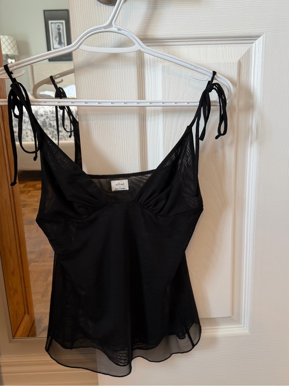 Wilfred Black Sheer Tie-Strap Camisole Top